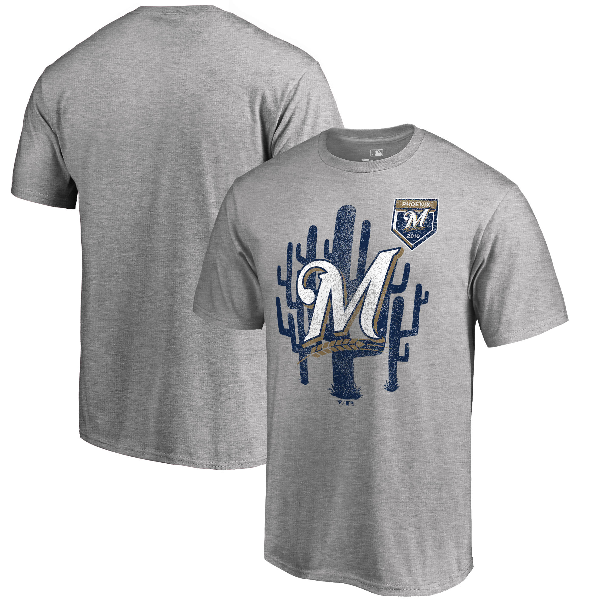 Men's Milwaukee Brewers Fanatics Branded 2018 MLB Spring Training Vintage T-Shirt – Heather Gray